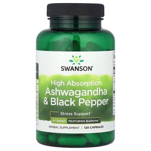 Swanson Vitamins, High Absorption Ashwagandha & Black Pepper, 120 Capsules