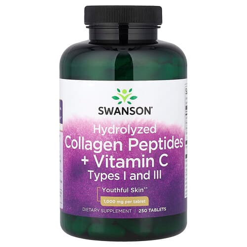 Swanson Vitamins, Hydrolyzed Collagen Peptides + Vitamin C, 250 Tablets