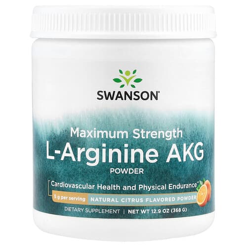 Swanson Vitamins, Maximum Strength L-Arginine AKG Powder, Natural Citrus, 12.9 oz (368 g)