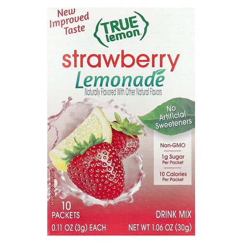 True Citrus, True Lemon®, Strawberry Lemonade, 10 Packets, 0.11 oz (3 g) Each