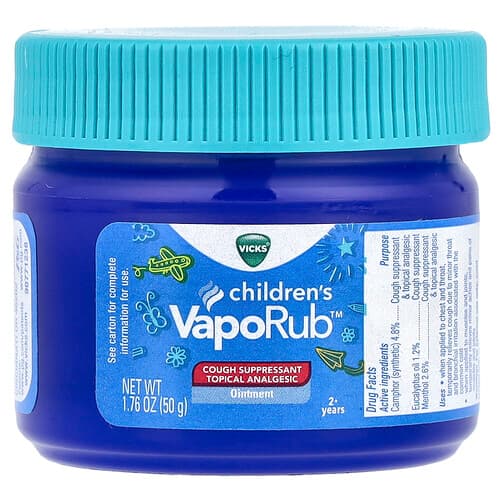 Vicks, Children's VapoRub™, Ointment, Cough Suppressant, 2+ Years, 1.76 oz (50 g)