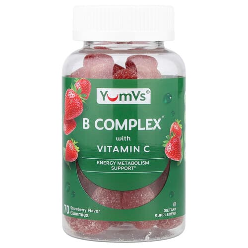 YumVs, B Complex With Vitamin C Gummies, Strawberry, 70 Gummies