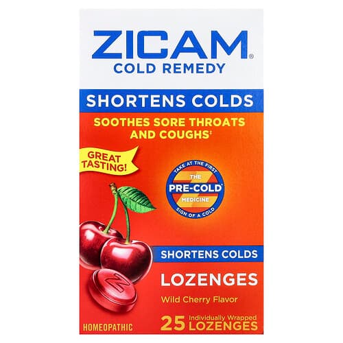 Zicam, Cold Remedy, Lozenges, Wild Cherry , 25 Individually Wrapped Lozenges