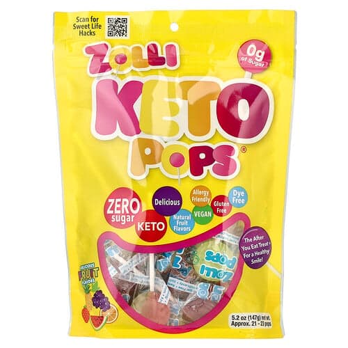 Zollipops, Keto Pops®, Fruit, Approx. 21-23 Pops, 5.2 oz (147 g)