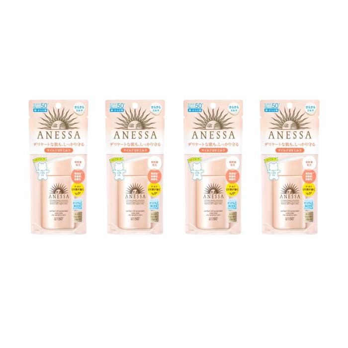 Shiseido Anessa Perfect UV Sunscreen Mild Milk For Sensitive Skin SPF50+ PA++++ - 60ml (4ea) Set