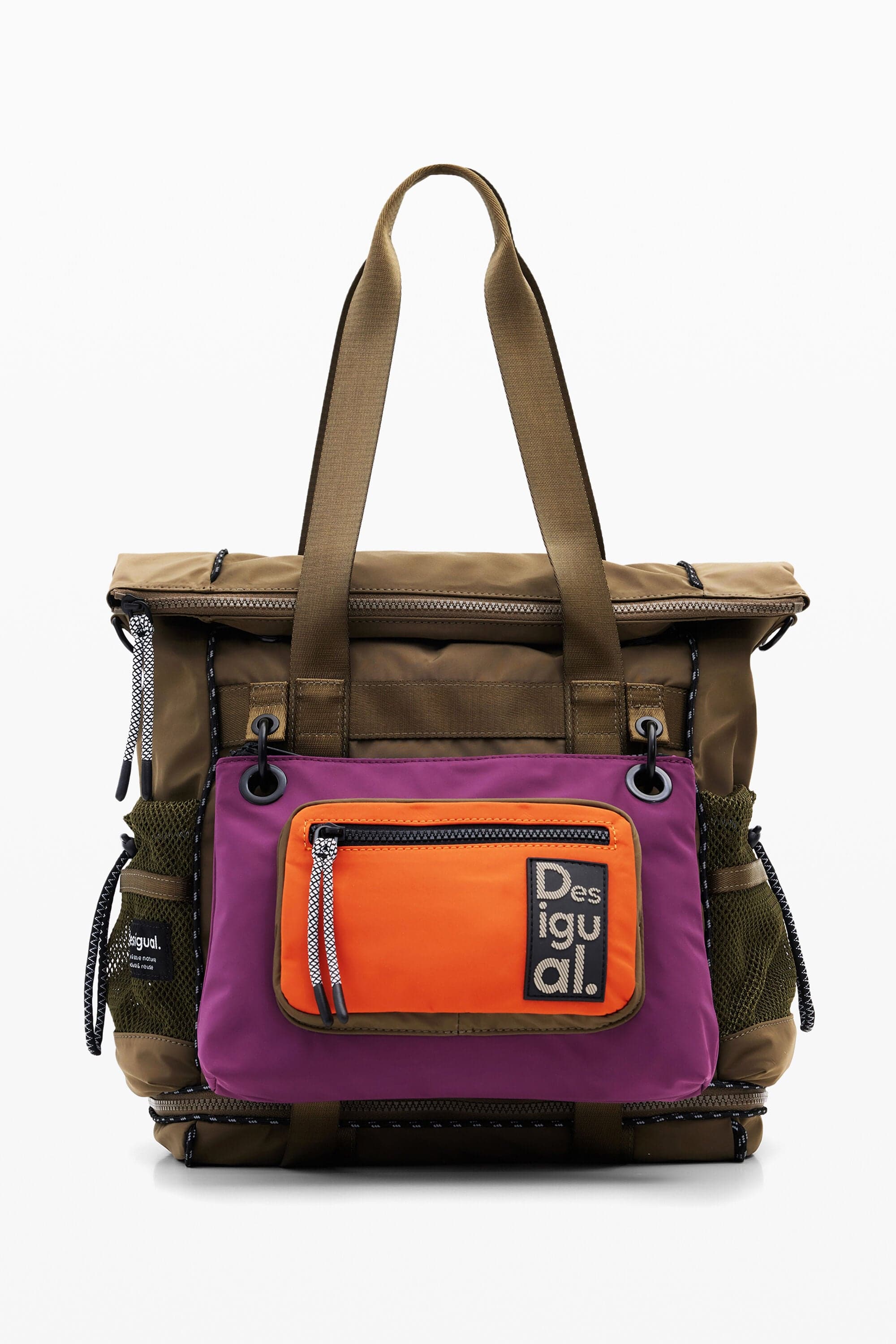 Desigual, Mochila Voyager multiposición grande, Mujer, Poliester, Verde, U