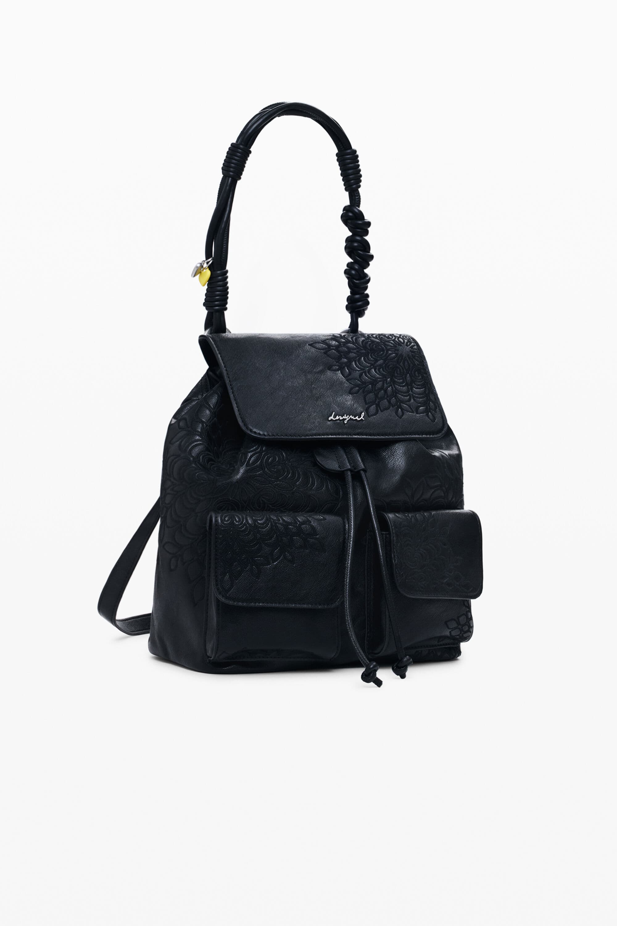 Desigual, Mochila pequeña bordados, Mujer, Poliuretano, Negro, U