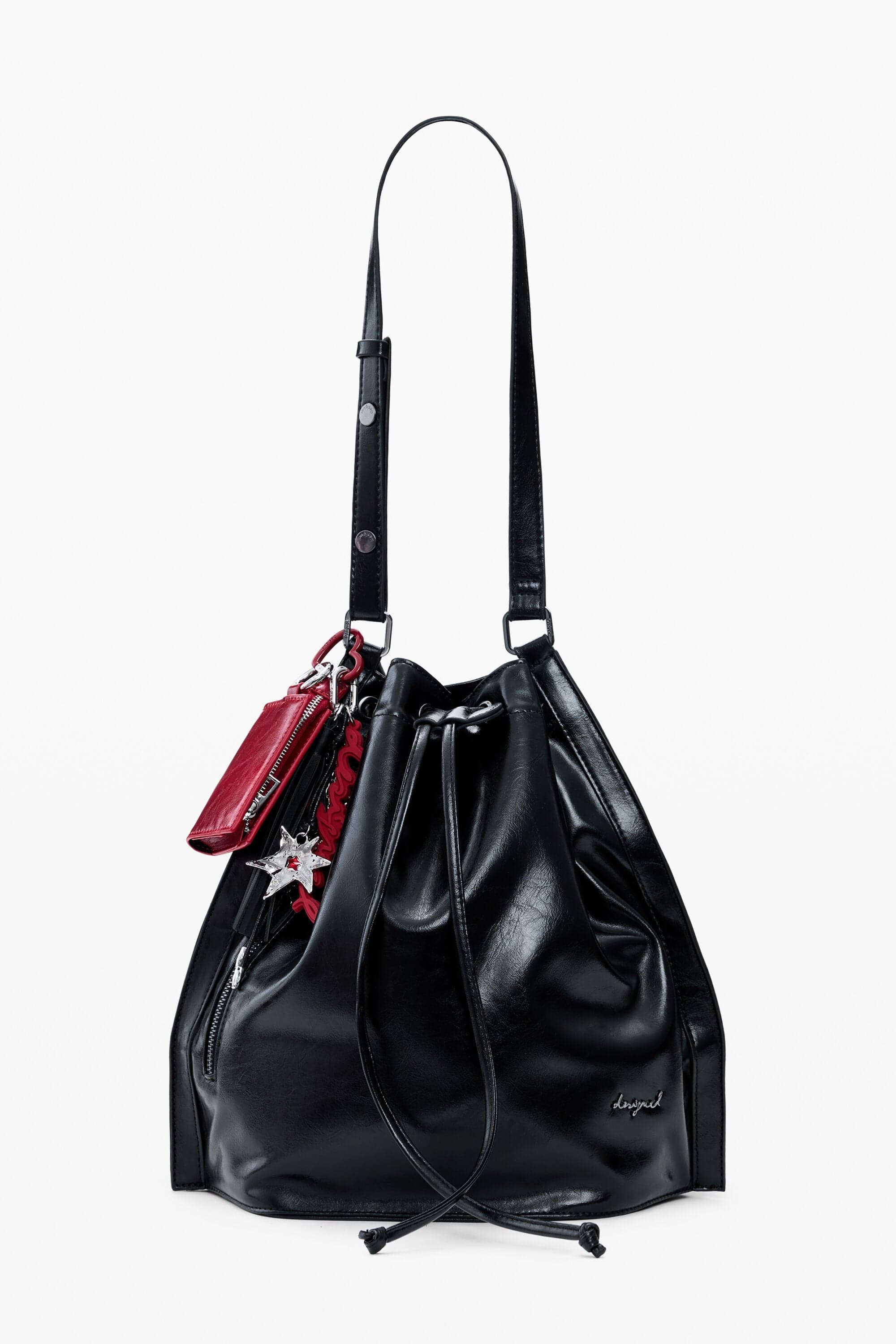 Desigual, Mochila mediana brillante, Mujer, Poliuretano, Negro, U