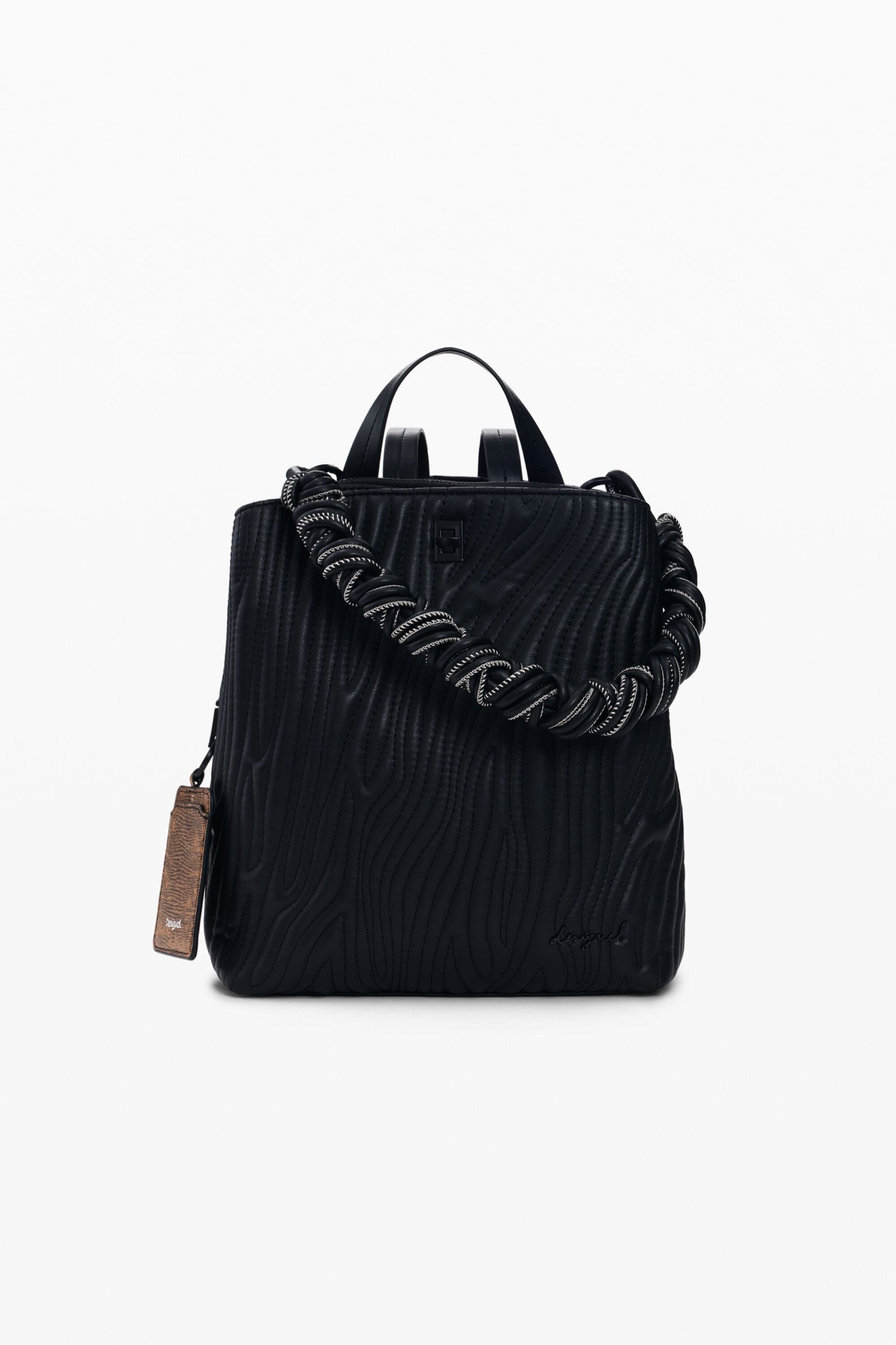 Desigual, Mochila pequeña relieve, Mujer, Poliuretano, Negro, U