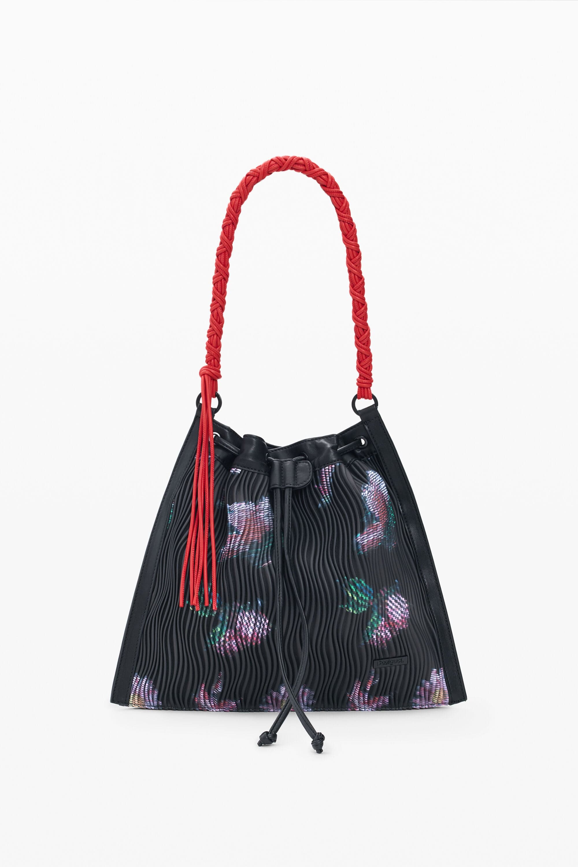 Desigual, Mochila mediana textura flores, Mujer, Poliuretano, Negro, U