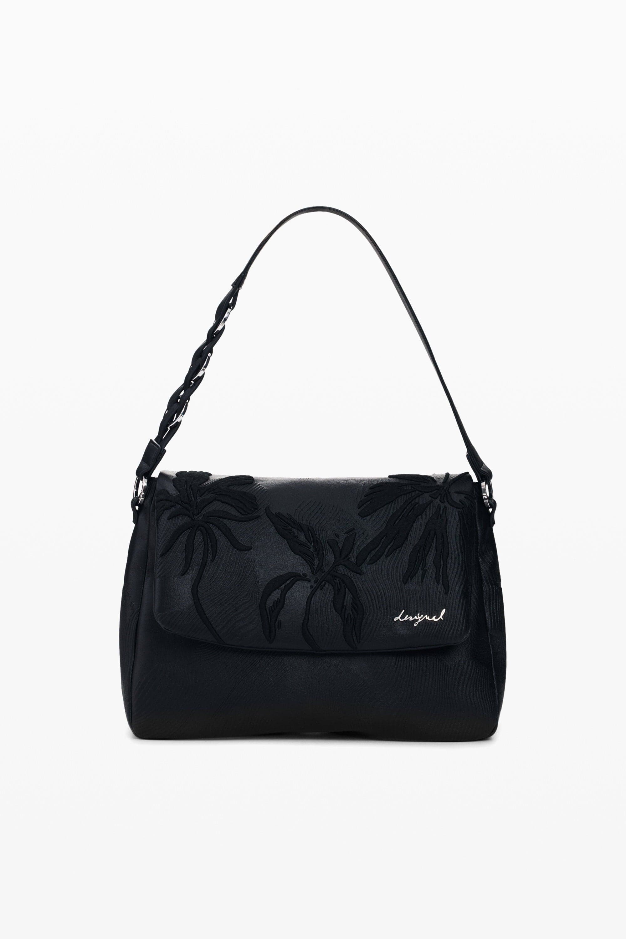 Desigual, Mochila mediana bordados charms, Mujer, Poliuretano, Negro, U