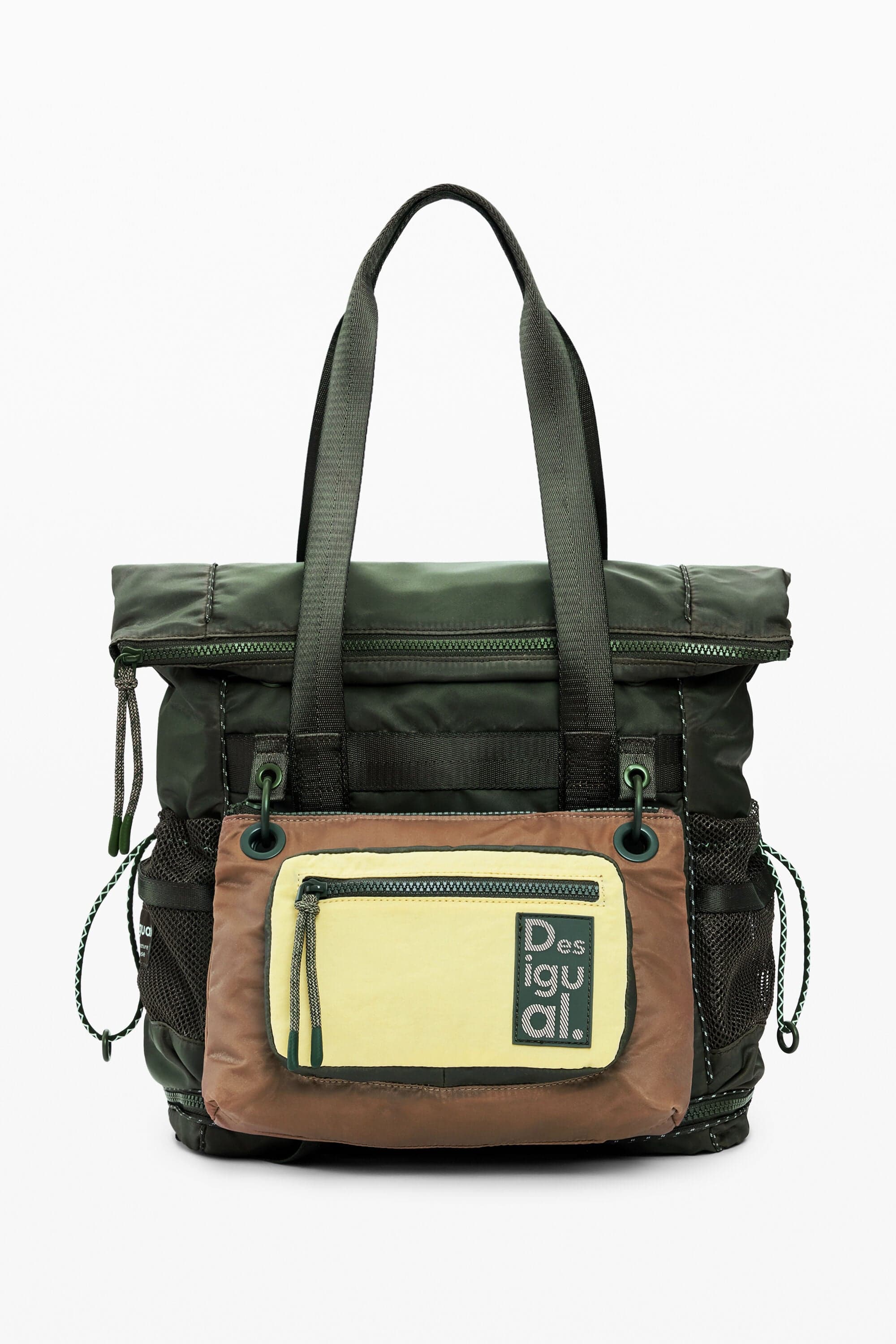 Desigual, Mochila voyager bicolor encerada, Mujer, Poliamida, Verde, U